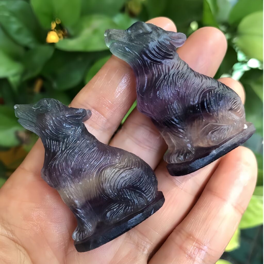 Natural Handmade Matte Wolf Crystal Carving Bulk