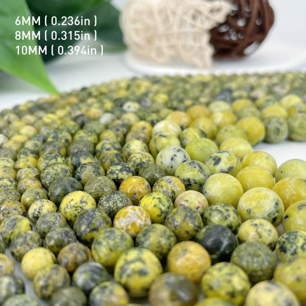 4 10mm Round Shaped Grass Yellow Turquoise Beads 2