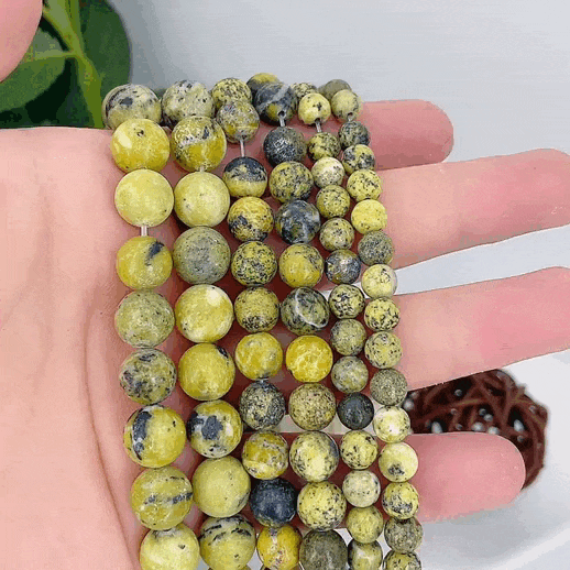 4 10mm Round Shaped Grass Yellow Turquoise Beads 2