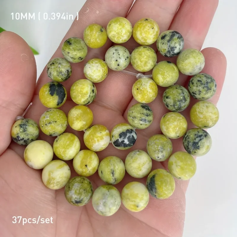4 10mm Round Shaped Grass Yellow Turquoise Beads 7