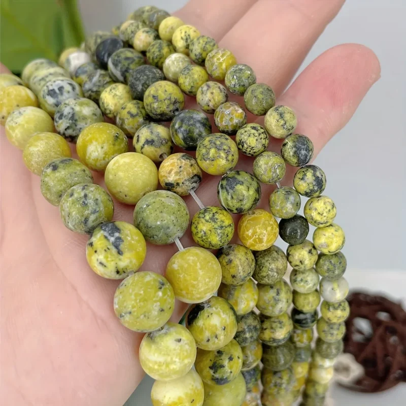 4 10mm Round Shaped Grass Yellow Turquoise Beads 8