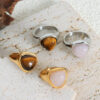 Natural Crystal Titanium Steel Ring for Couple 2