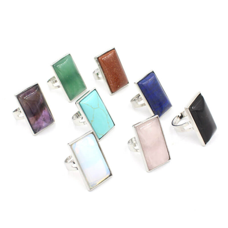 Simple Gemstone Square Cut Rings Collection