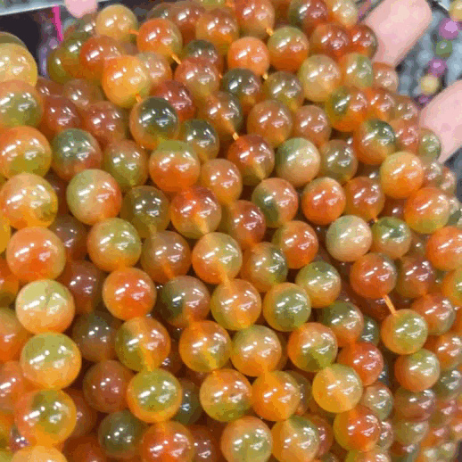 Smooth Orange Green Chalcedony Stone Beads Bulk 1