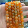 Smooth Orange & Green Chalcedony Stone Beads Bulk