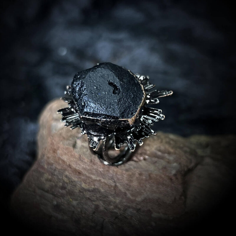 Vintage Bronze Ring with Stone Adjustable 2