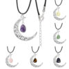 Vintage Crystal Crescent Moon Stone Necklace