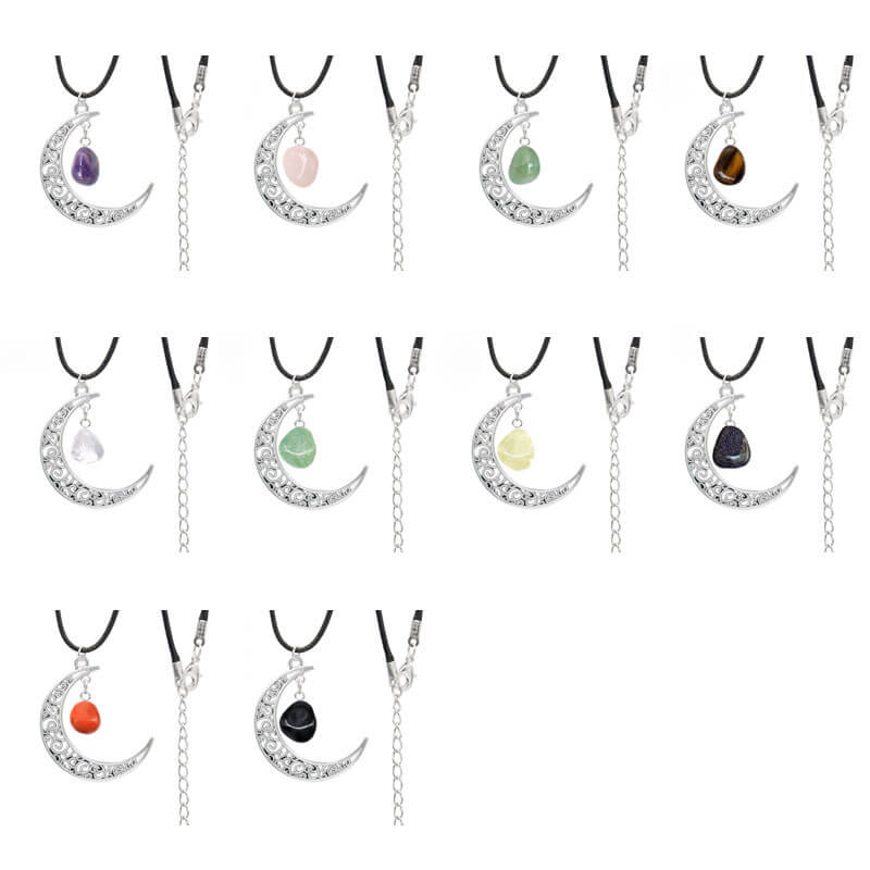 Alternative Ansicht von Vintage Crystal Crescent Moon Stone Necklace