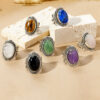 Retro Style Oval Gemstone Rings Wholesale