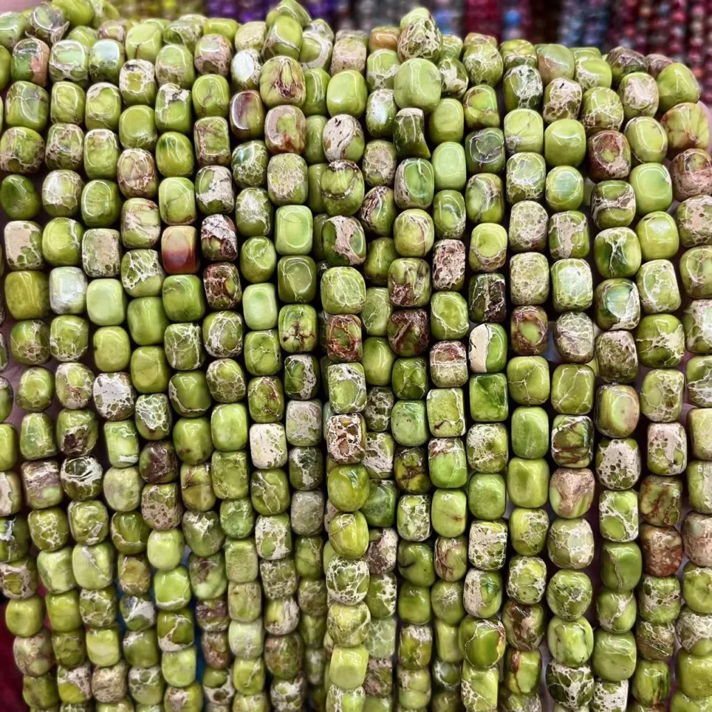 57mm Imperial Jasper Cube Beads for Jewelery Making 11