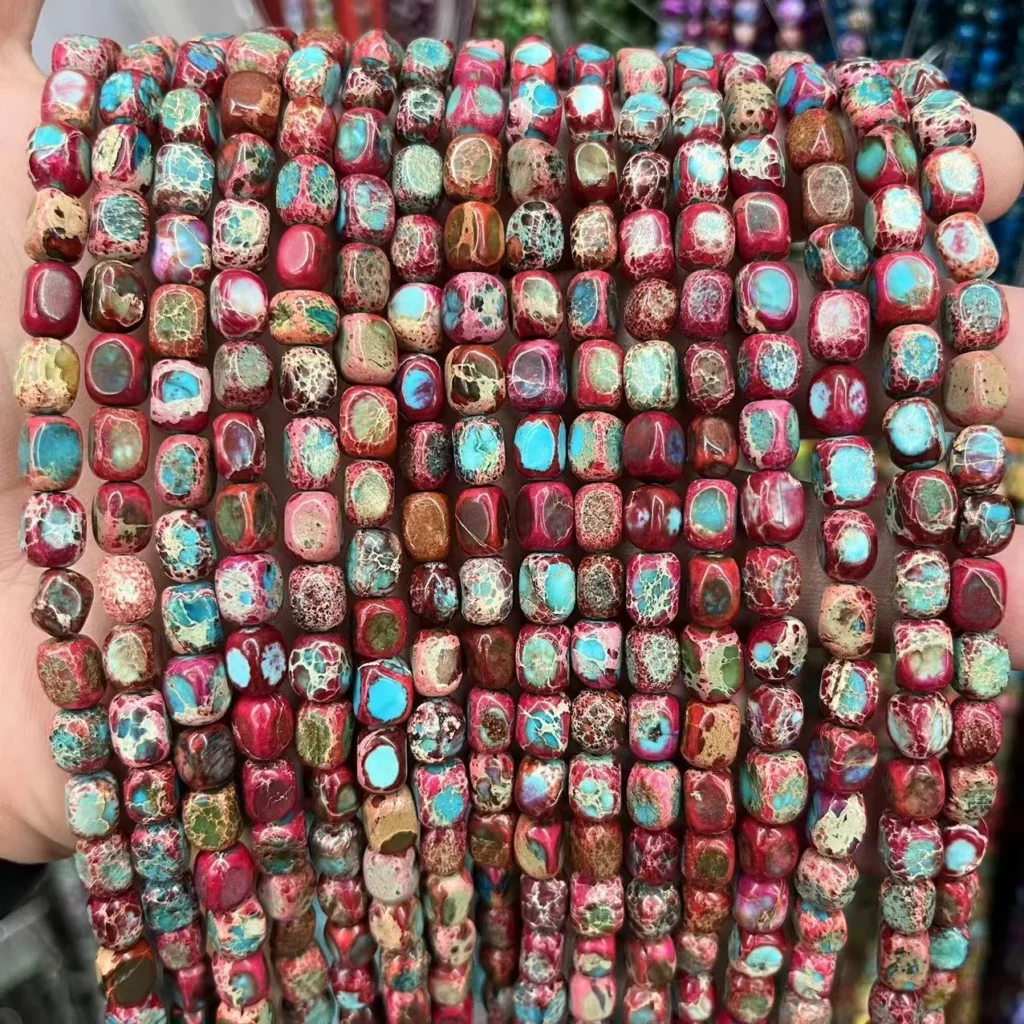 57mm Imperial Jasper Cube Beads for Jewelery Making 2