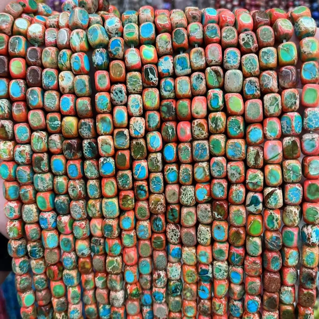 57mm Imperial Jasper Cube Beads for Jewelery Making 6