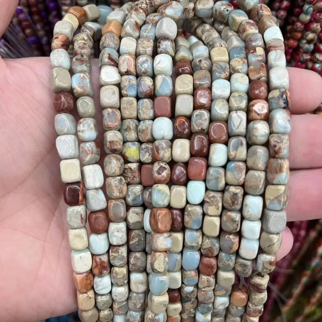 57mm Imperial Jasper Cube Beads for Jewelery Making 7