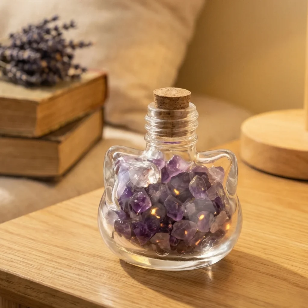 Natural Amethyst Red Jade Rose Quartz Gravel Cat Shaped Bottle Gift 11
