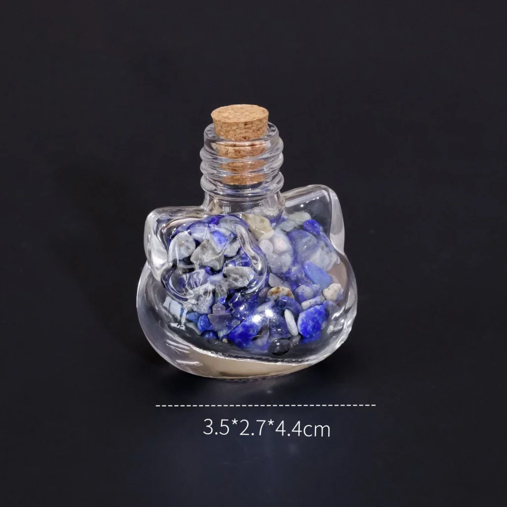 Natural Amethyst Red Jade Rose Quartz Gravel Cat Shaped Bottle Gift 13