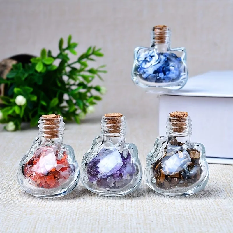 Vaihtoehtoinen näkymä Natural Amethyst/ Red Jade/ Rose Quartz Gravel Cat Shaped Bottle Gift:stä