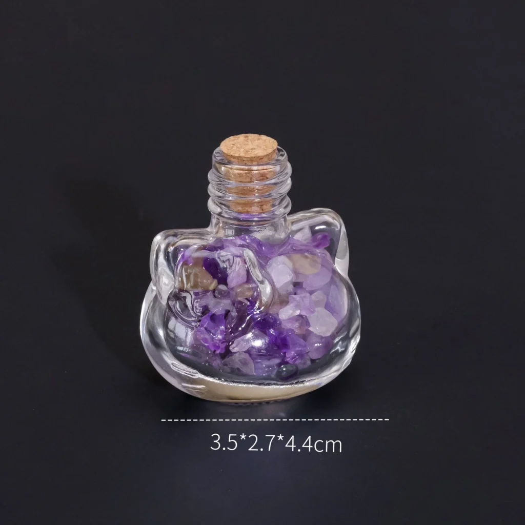Natural Amethyst Red Jade Rose Quartz Gravel Cat Shaped Bottle Gift 2