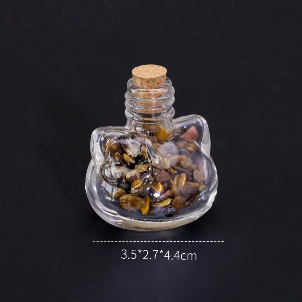 Natural Amethyst Red Jade Rose Quartz Gravel Cat Shaped Bottle Gift 3