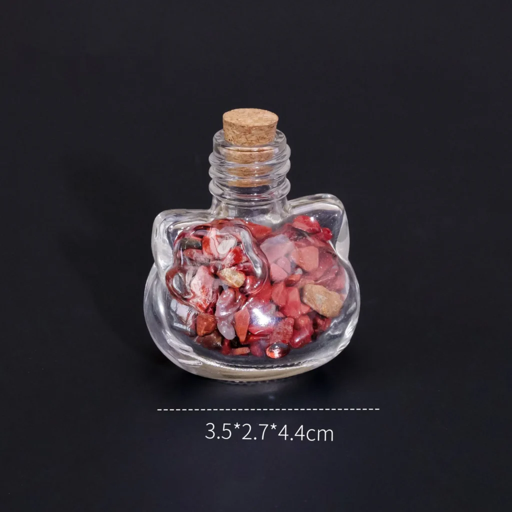 Natural Amethyst Red Jade Rose Quartz Gravel Cat Shaped Bottle Gift 4