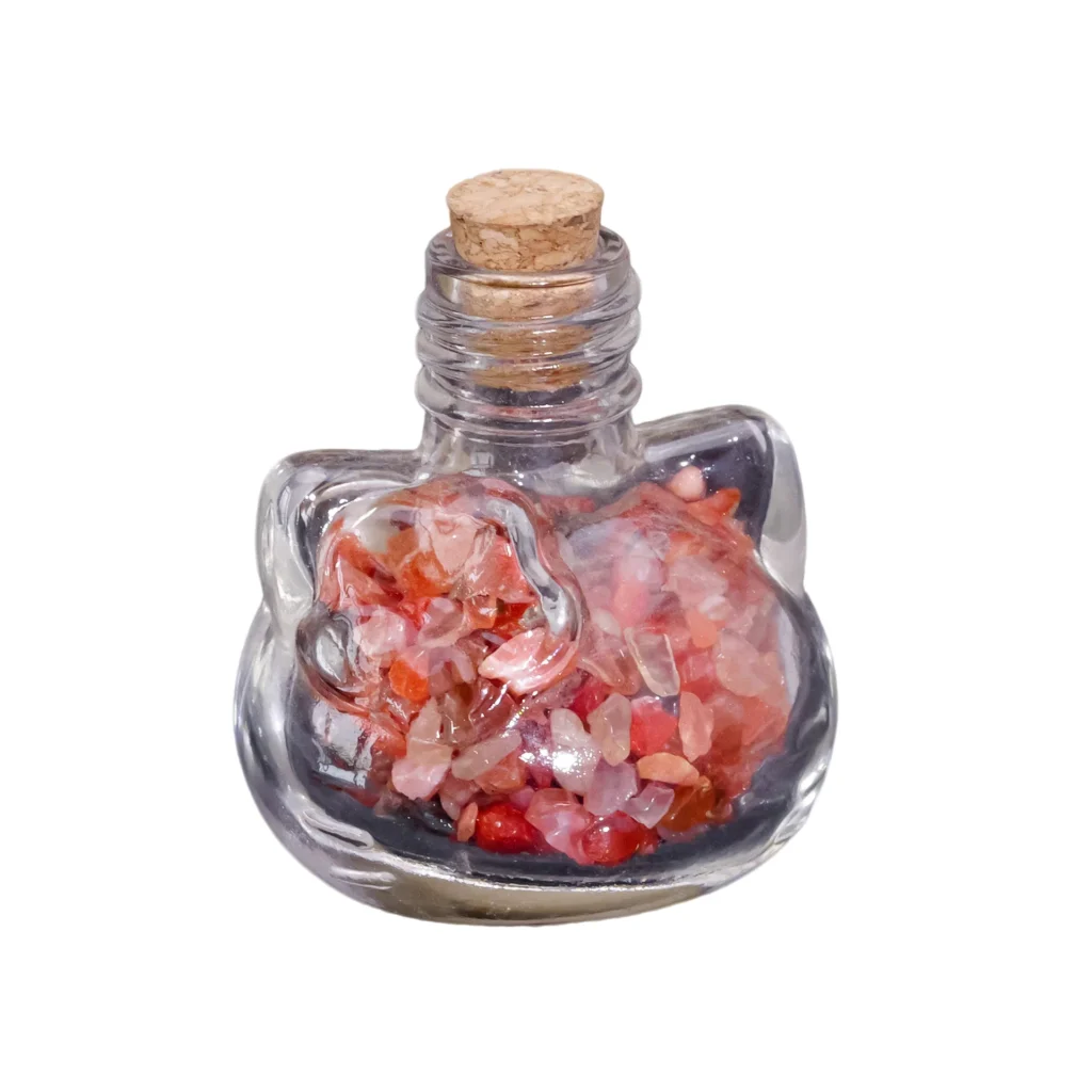 Natural Amethyst Red Jade Rose Quartz Gravel Cat Shaped Bottle Gift 5