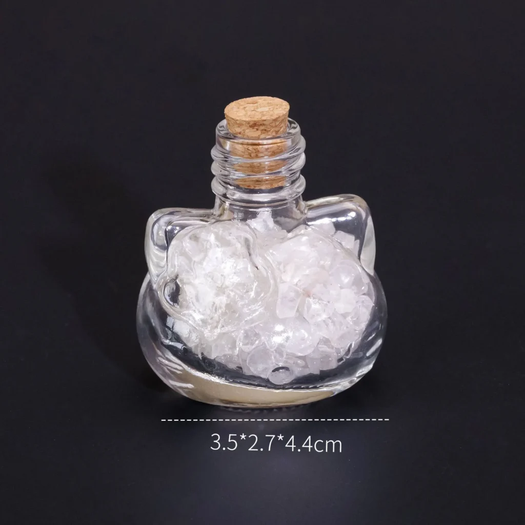 Natural Amethyst Red Jade Rose Quartz Gravel Cat Shaped Bottle Gift 6