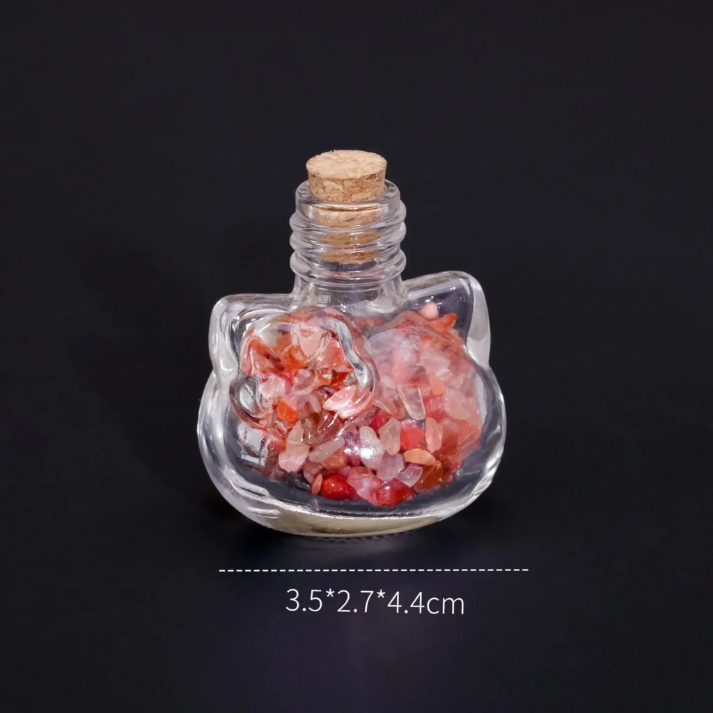 Natural Amethyst Red Jade Rose Quartz Gravel Cat Shaped Bottle Gift 7