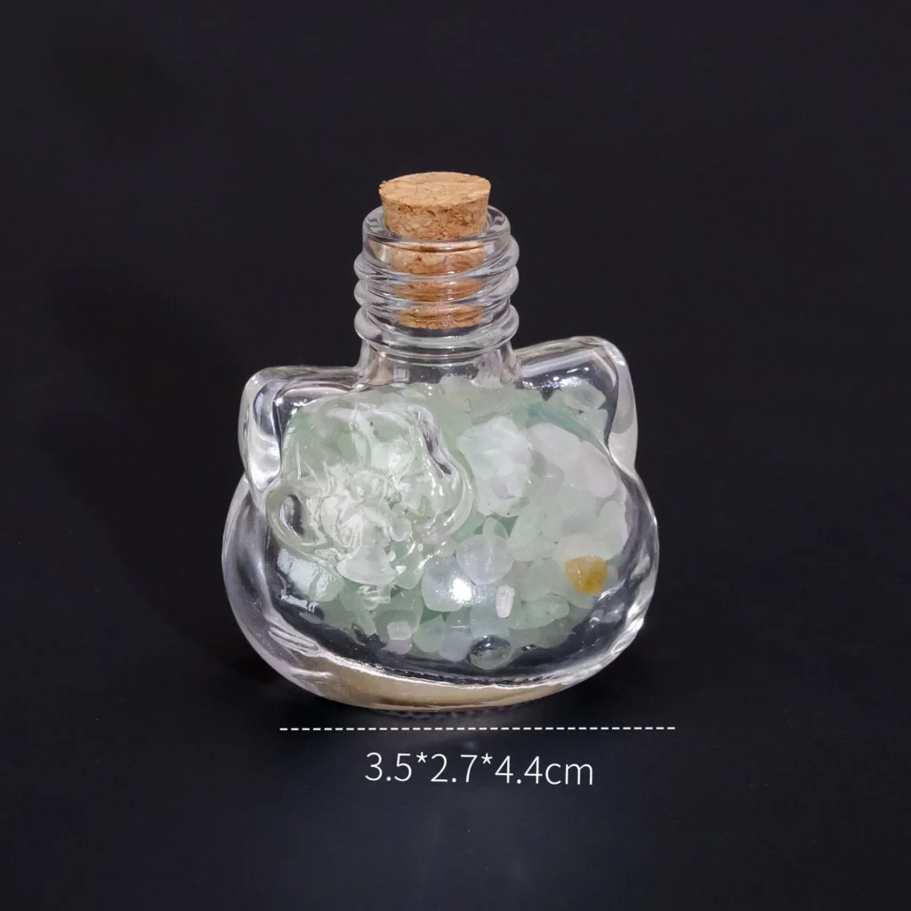 Natural Amethyst Red Jade Rose Quartz Gravel Cat Shaped Bottle Gift 8