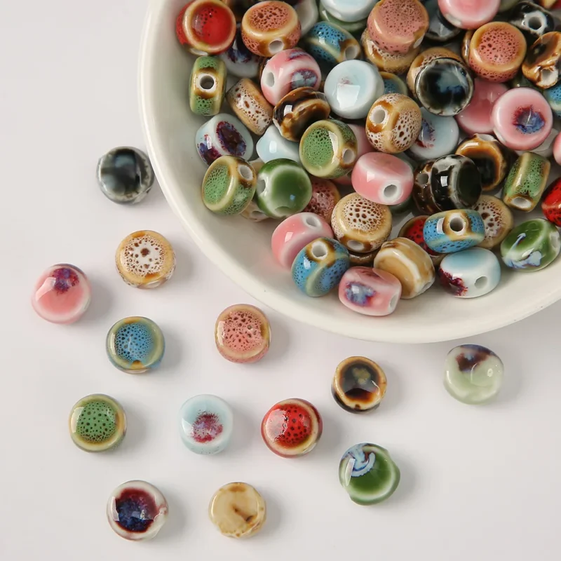 Vintage Flat Porcelain Beads for Jewelry Making