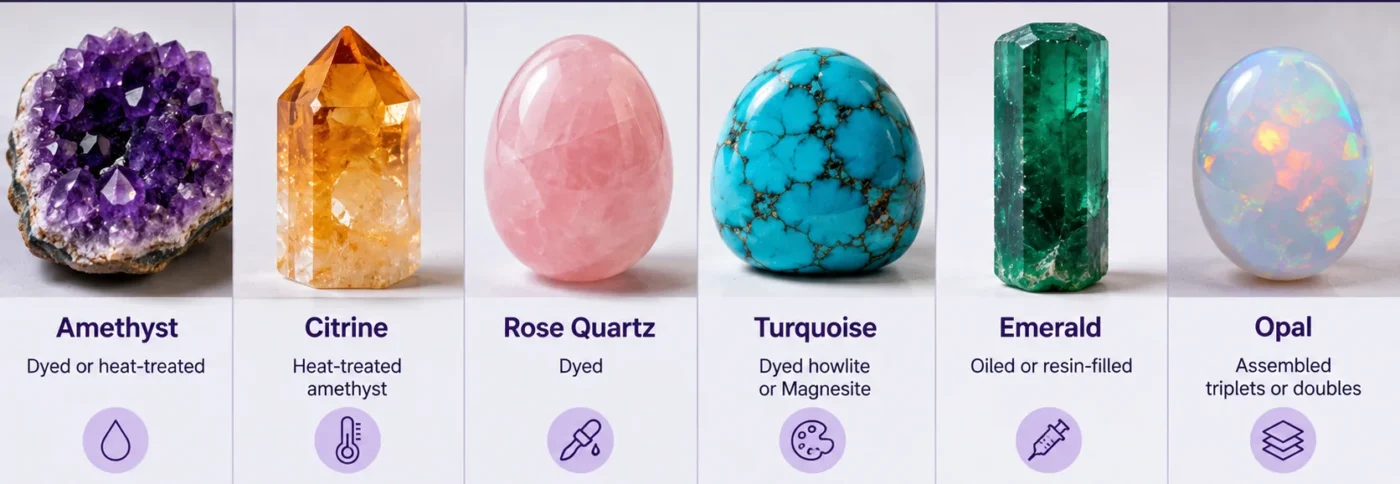 Which crystals are often faked show