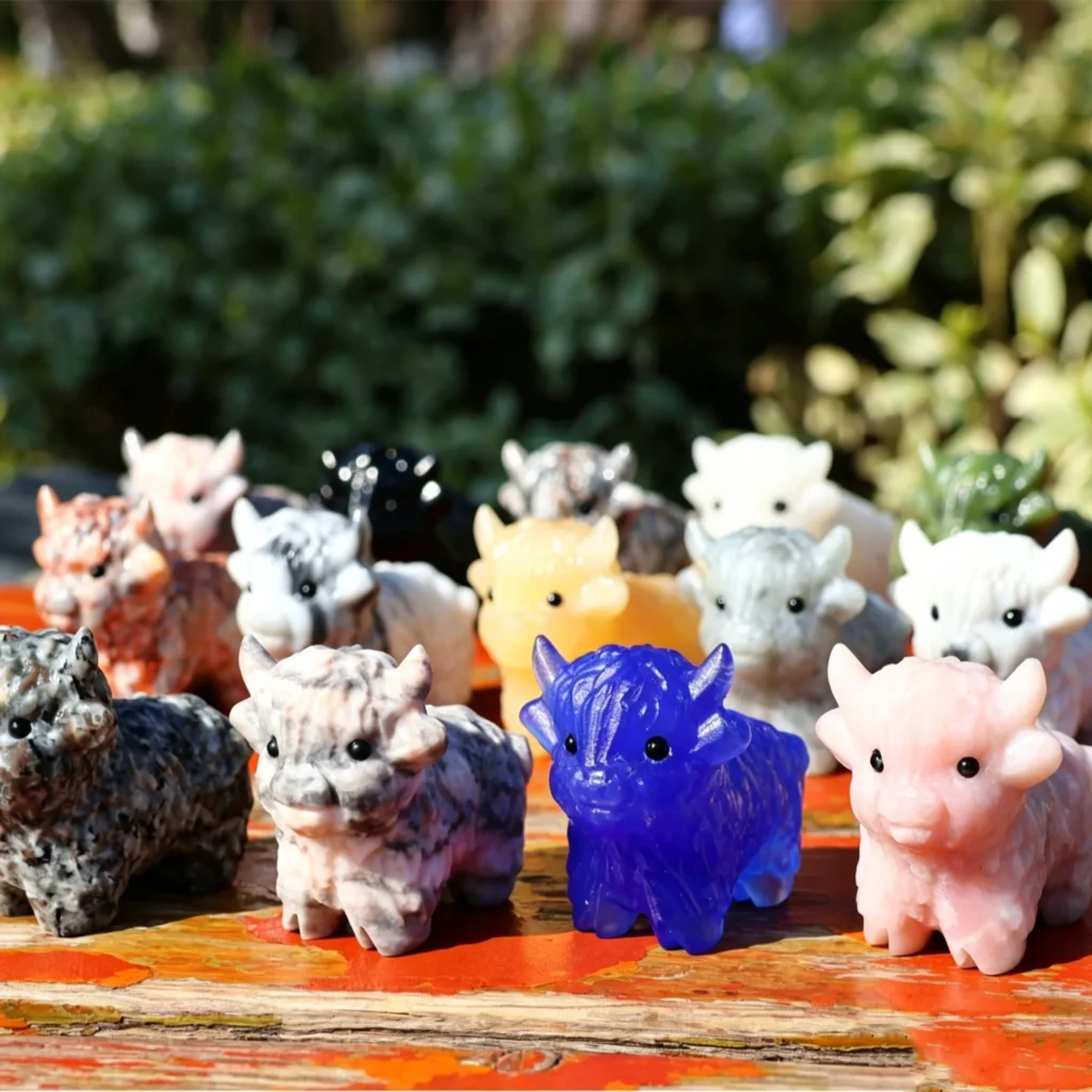 5cm Carved Crystal Cow Animal Collection