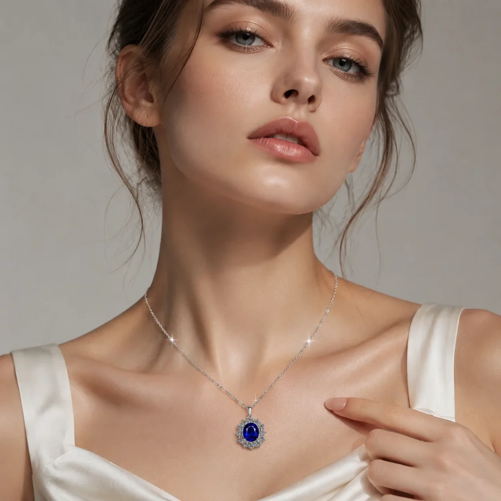 sterling silver blue sapphire necklace 2