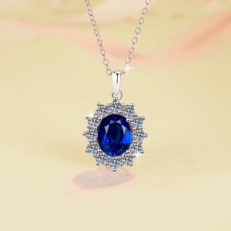 Alternative view of Luxury Sterling Silver Blue Sapphire Necklace