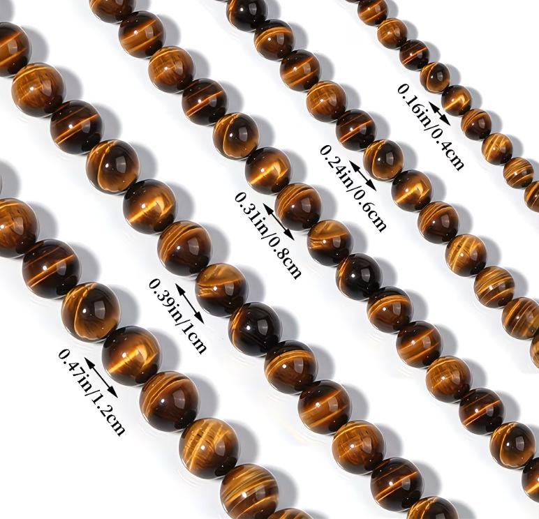 8-18mm Natural Tiger Eye Stone Men's Bracelet - Image 5