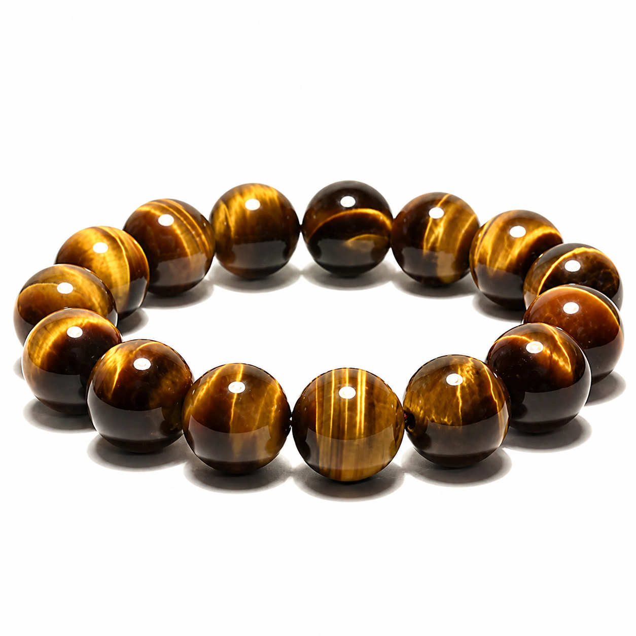 8-18mm Natural Tiger Eye Stone Men's Bracelet - Image 2