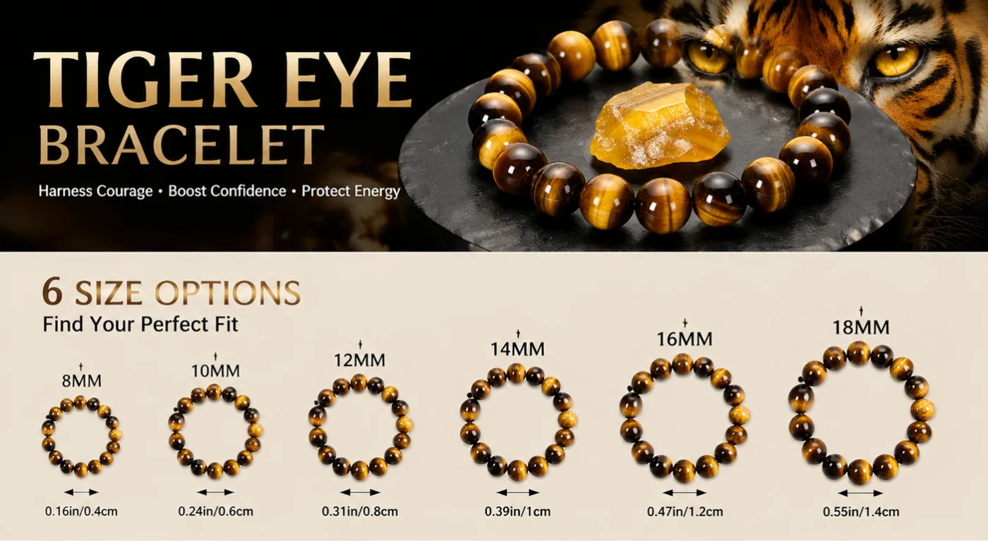 8 16mm Natural Tiger Eye Stone Mens Bracelet banner 1