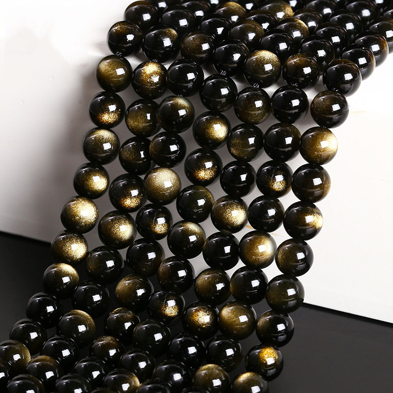 Natural Gold Obsidian Beads Bulk