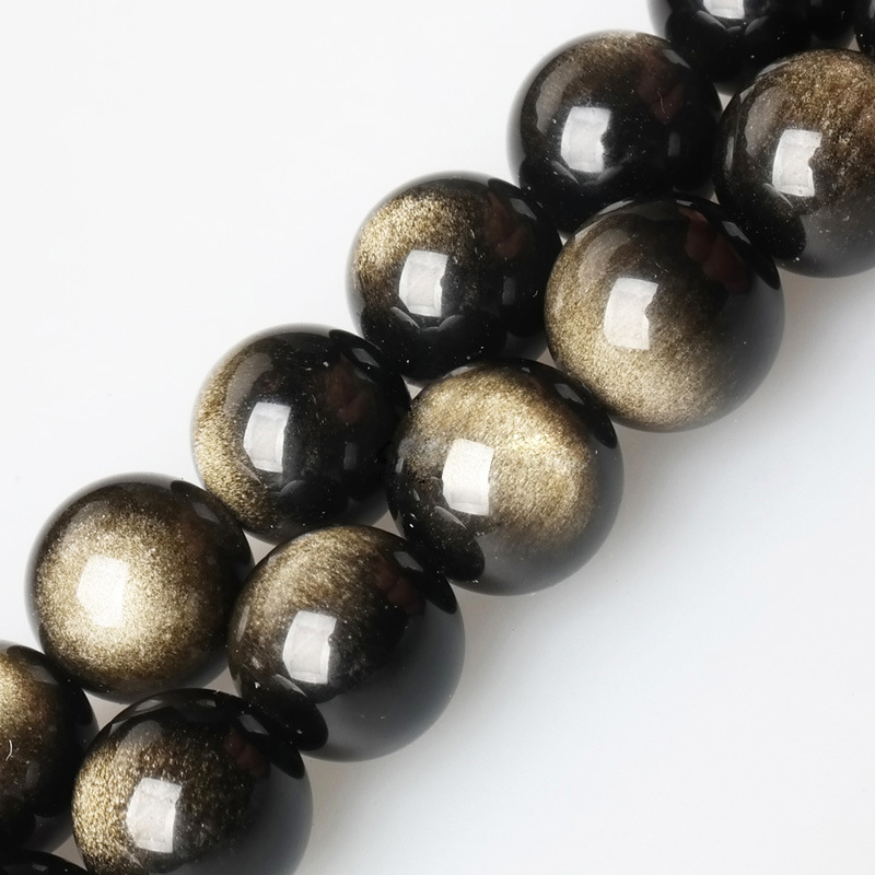 Alternative view of Natural Gold Obsidian Beads Bulk