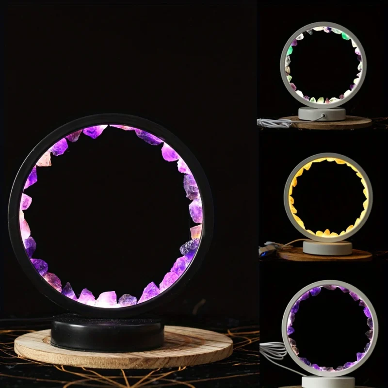 Raw Crystal Night Table Lamps USB 7