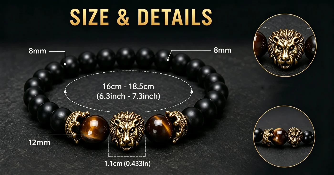 Real Tigers Eye Round Beads Bracelet for Men banner 2