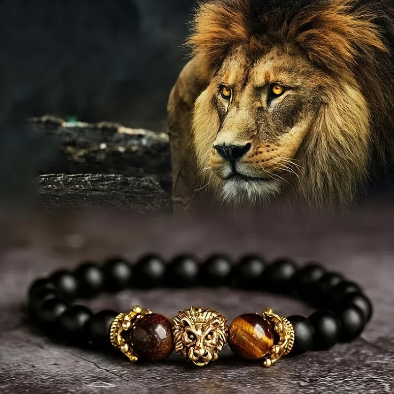 Real Tigers Eye Round Beads Bracelet for Men