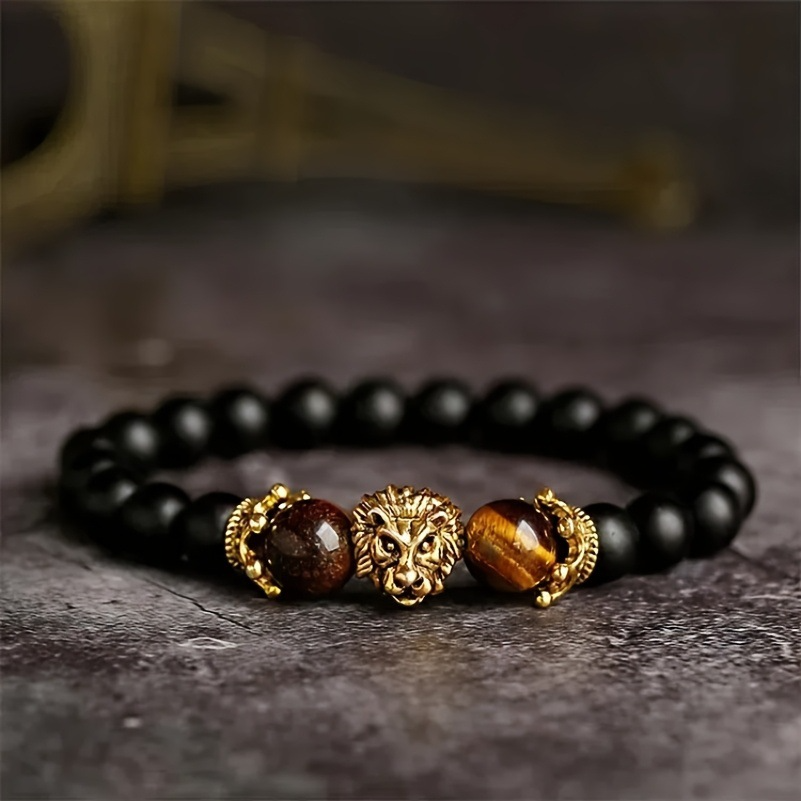 Real Tigers Eye Round Beads Bracelet for Men - Image 8