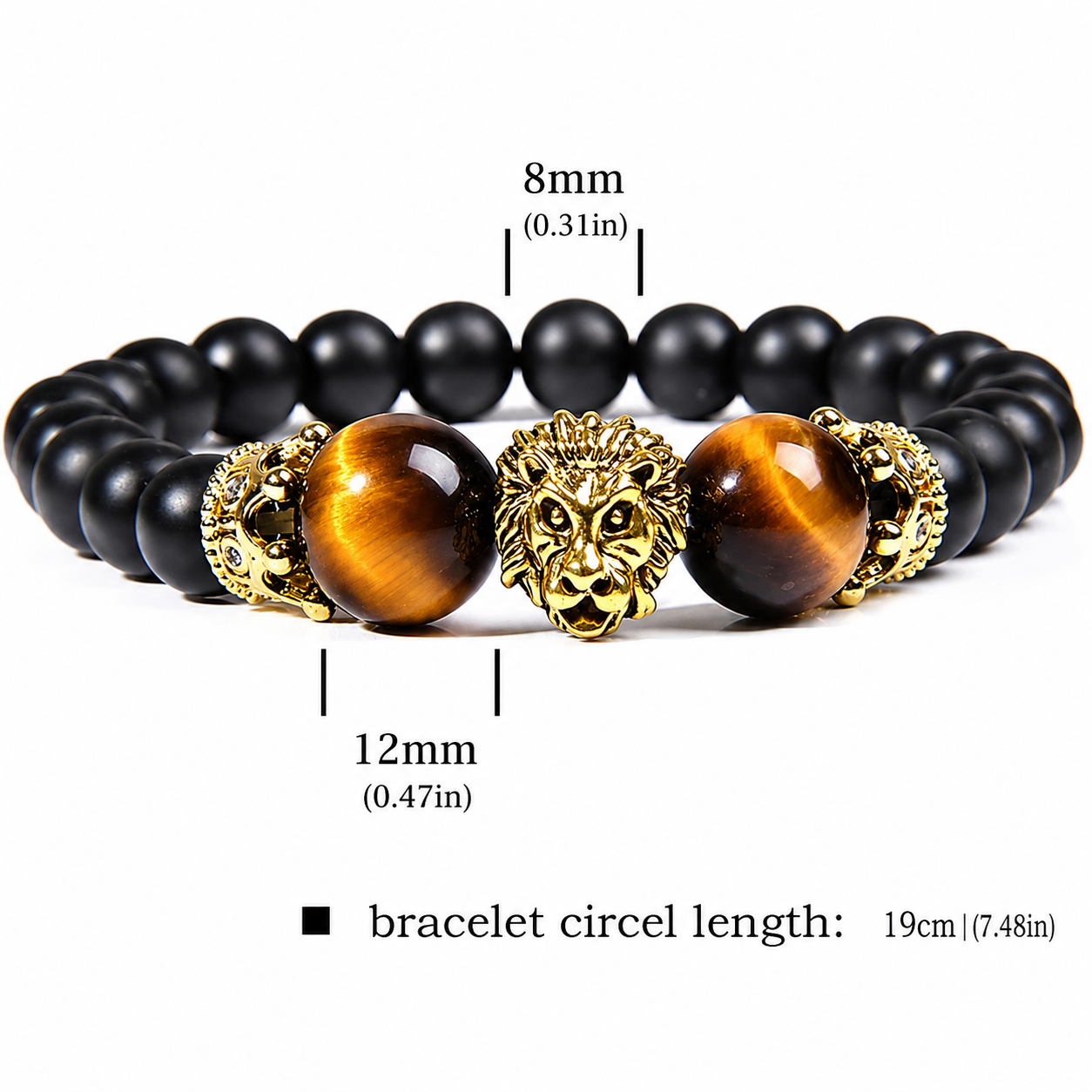 Real Tigers Eye Round Beads Bracelet for Men - Image 3